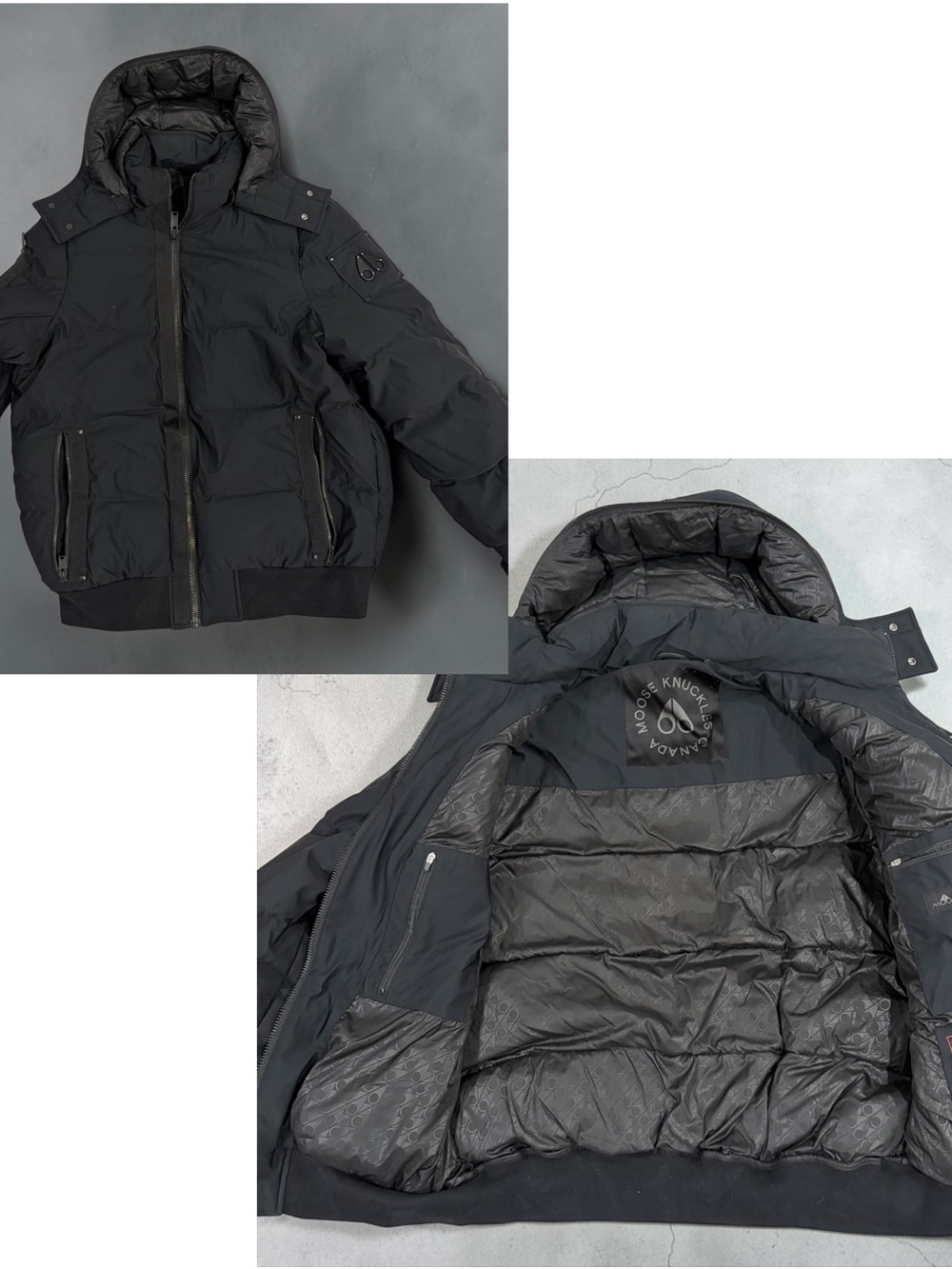 Moose Knuckles Black Hooded Puffer Jacket